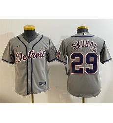 Youth Detroit Tigers #29 Tarik Skubal Gray Cool Base Stitched Baseball Jersey