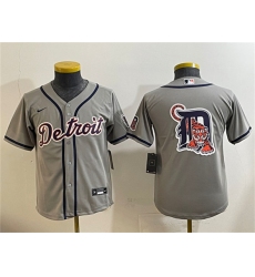 Youth Detroit Tigers Team Big Logo Gray Cool Base Stitched Baseball Jersey