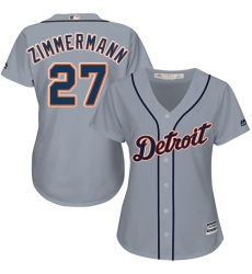Women's Majestic Detroit Tigers #27 Jordan Zimmermann Authentic Grey Road Cool Base MLB Jersey