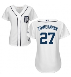 Women's Majestic Detroit Tigers #27 Jordan Zimmermann Authentic White Home Cool Base MLB Jersey