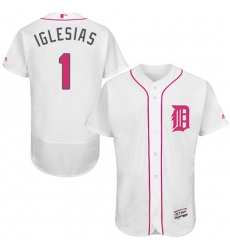 Men's Majestic Detroit Tigers #1 Jose Iglesias Authentic White 2016 Mother's Day Fashion Flex Base MLB Jersey