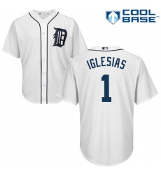 Women's Majestic Detroit Tigers #1 Jose Iglesias Replica White Home Cool Base MLB Jersey