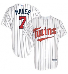 Men's Majestic Minnesota Twins #7 Joe Mauer Replica White Cool Base MLB Jersey