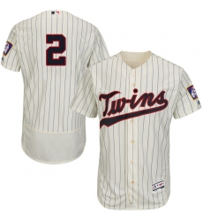 Men's Majestic Minnesota Twins #2 Brian Dozier Authentic Cream Alternate Flex Base Authentic Collection MLB Jersey