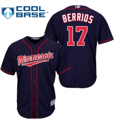 Youth Majestic Minnesota Twins #17 Jose Berrios Authentic Navy Blue Alternate Road Cool Base MLB Jersey