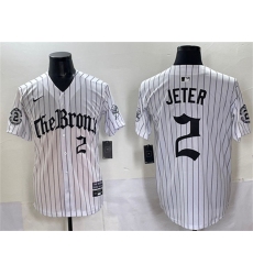 Men's New York Yankees #2 Derek Jeter White Pinstripe 'Gothic Legacy Edition' Vapor Premier Limited Stitched Baseball Jersey