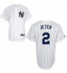 Youth Majestic New York Yankees #2 Derek Jeter Authentic White Name On Back MLB Jersey