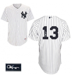 Men's Majestic New York Yankees #13 Alex Rodriguez Authentic White Home Autographed MLB Jersey