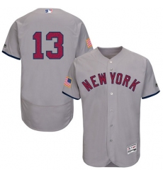 Men's Majestic New York Yankees #13 Alex Rodriguez Grey Fashion Stars & Stripes Flex Base MLB Jersey