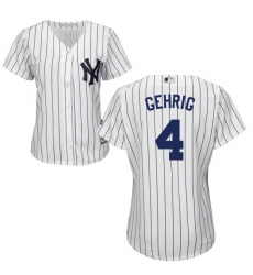 Women's Majestic New York Yankees #4 Lou Gehrig Authentic White Home MLB Jersey