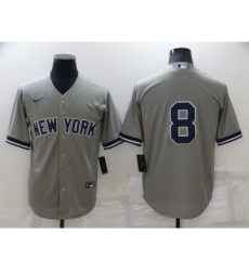 Men's New York Yankees #8 Yogi Berra Grey No Name Stitched MLB Nike Cool Base Throwback Jersey