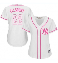 Women's Majestic New York Yankees #22 Jacoby Ellsbury Authentic White Fashion Cool Base MLB Jersey