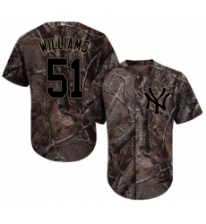 Youth Majestic New York Yankees #51 Bernie Williams Authentic Camo Realtree Collection Flex Base MLB Jersey