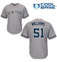 Youth Majestic New York Yankees #51 Bernie Williams Replica Grey Road MLB Jersey