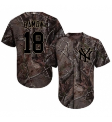 Youth Majestic New York Yankees #18 Johnny Damon Authentic Camo Realtree Collection Flex Base MLB Jersey