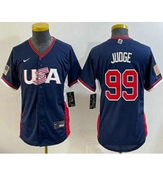 Youth USA #99 Aaron Judge Navy 2026 World Baseball Classic Cool Base Jersey