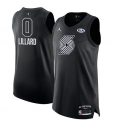 Men's Nike Jordan Portland Trail Blazers #0 Damian Lillard Authentic Black 2018 All-Star Game NBA Jersey
