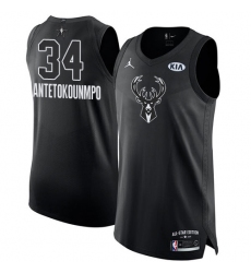 Men's Nike Jordan Milwaukee Bucks #34 Giannis Antetokounmpo Authentic Black 2018 All-Star Game NBA Jersey