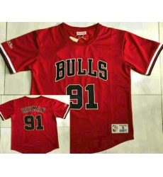 Men's Chicago Bulls #91 Dennis Rodman Red Short Sleeved AU Throwback Jersey