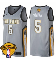 Youth Nike Cleveland Cavaliers #5 J.R. Smith Swingman Gray 2018 NBA Finals Bound NBA Jersey - City Edition