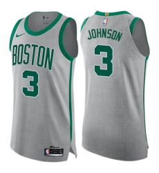 Men's Nike Boston Celtics #3 Dennis Johnson Authentic Gray NBA Jersey - City Edition