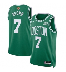 Men's Boston Celtics #7 Jaylen Brown Kelly Green 2024 Finals Icon Edition Stitched Basketball Jersey
