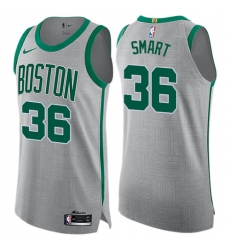 Men's Nike Boston Celtics #36 Marcus Smart Authentic Gray NBA Jersey - City Edition