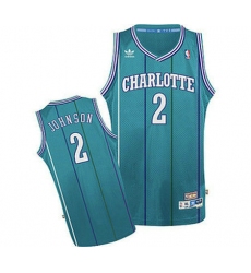 Men's Adidas Charlotte Hornets #2 Larry Johnson Swingman Light Blue Throwback NBA Jersey