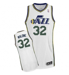 Men's Adidas Utah Jazz #32 Karl Malone Authentic White Home NBA Jersey