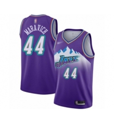 Men's Utah Jazz #44 Pete Maravich Authentic Purple Hardwood Classics Basketball Jersey