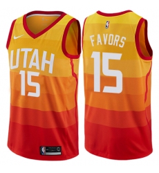 Men's Nike Utah Jazz #15 Derrick Favors Swingman Orange NBA Jersey - City Edition