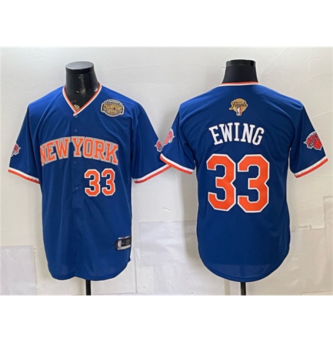Men's New York Knicks #33 Patrick Ewing Royal 2026 Finals & Eastern Conference Champions Stitched Baseball Jersey