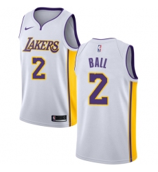 Women's Nike Los Angeles Lakers #2 Lonzo Ball Swingman White NBA Jersey - Association Edition