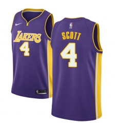 Men's Nike Los Angeles Lakers #4 Byron Scott Swingman Purple NBA Jersey - Statement Edition