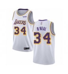 Men's Los Angeles Lakers #34 Shaquille O'Neal Swingman White Basketball Jerseys - Association Edition