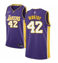 Women's Nike Los Angeles Lakers #42 James Worthy Authentic Purple NBA Jersey - Icon Edition