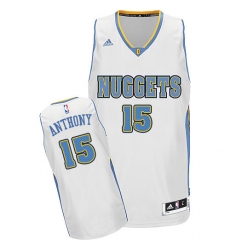 Men's Adidas Denver Nuggets #15 Carmelo Anthony Swingman White Home NBA Jersey