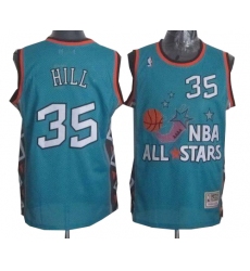Men's Mitchell and Ness Detroit Pistons #35 Grant Hill Authentic Light Blue 1996 All Star Throwback NBA Jersey