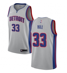 Men's Nike Detroit Pistons #33 Grant Hill Authentic Silver NBA Jersey Statement Edition