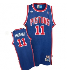 Men's Adidas Detroit Pistons #11 Isiah Thomas Authentic Blue Throwback NBA Jersey