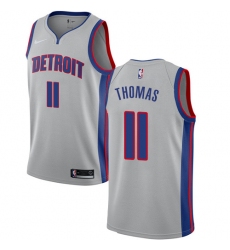 Men's Nike Detroit Pistons #11 Isiah Thomas Authentic Silver NBA Jersey Statement Edition
