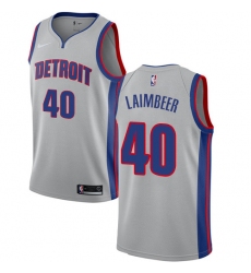 Women's Nike Detroit Pistons #40 Bill Laimbeer Authentic Silver NBA Jersey Statement Edition