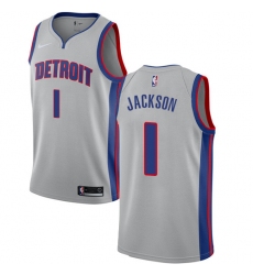 Men's Nike Detroit Pistons #1 Reggie Jackson Swingman Silver NBA Jersey Statement Edition