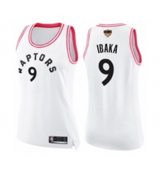 Women's Toronto Raptors #9 Serge Ibaka Swingman White Pink Fashion 2019 Basketball Finals Bound Jersey