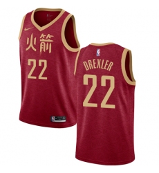 Women's Nike Houston Rockets #22 Clyde Drexler Swingman Red NBA Jersey - 2018 19 City Edition