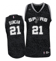 Men's Adidas San Antonio Spurs #21 Tim Duncan Authentic Black Crazy Light NBA Jersey