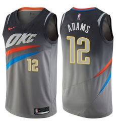 Men's Nike Oklahoma City Thunder #12 Steven Adams Swingman Gray NBA Jersey - City Edition