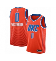 Women's Oklahoma City Thunder #0 Russell Westbrook Swingman Orange Finished Basketball Jersey - Statement Edition