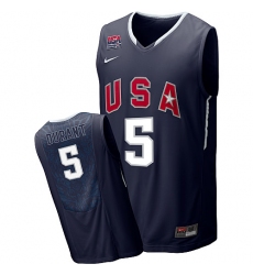 Men's Nike Team USA #5 Kevin Durant Swingman Navy Blue 2010 World Basketball Tournament Jersey