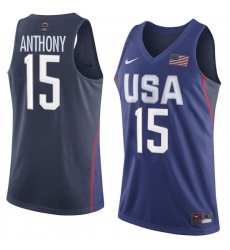 Men's Nike Team USA #15 Carmelo Anthony Swingman Navy Blue 2016 Olympic Basketball Jersey